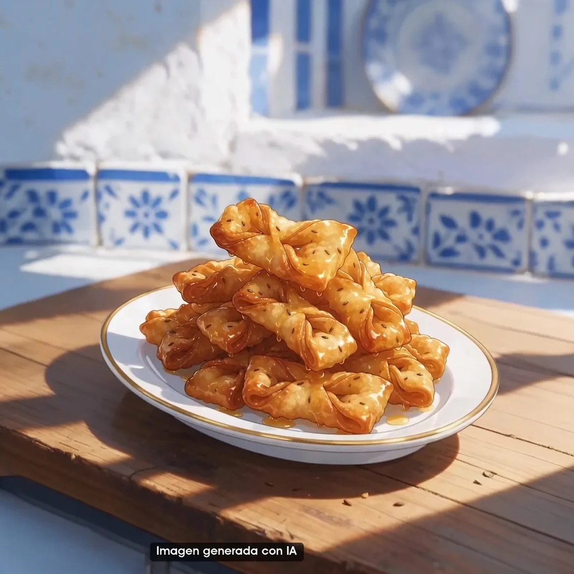 Pestiños de Adra, con baño de miel (imagen generada con IA)