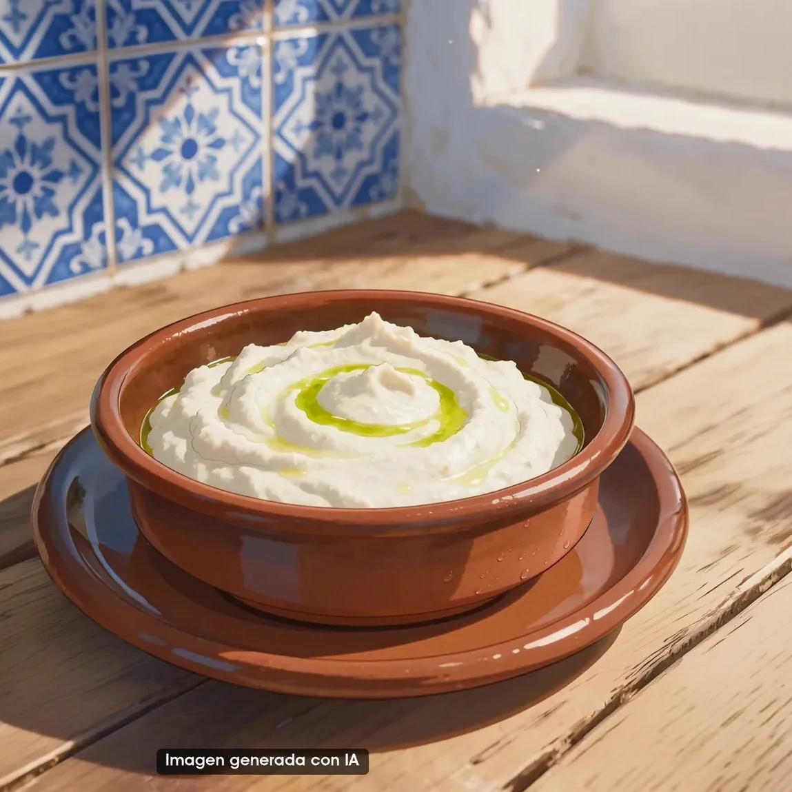 Ajoblanco con almendra de Adra, fino y bien fresquito (imagen generada con IA)